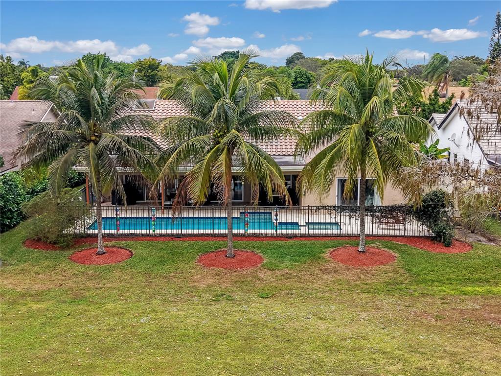 8324 Northwest 80th Street Tamarac, FL 33321 - Photo 36 of 40 a view of swimming pool with lawn chairs and palm trees