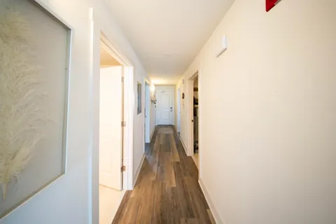 a view of water heater with building in the background