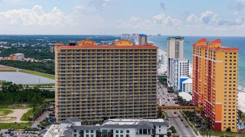 a view of a building with a outdoor space