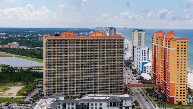 a view of a building with a outdoor space