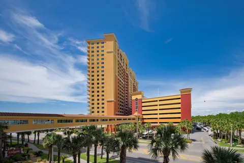 a city view with tall buildings