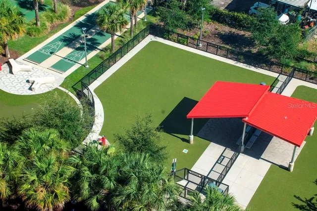 an aerial view of a house