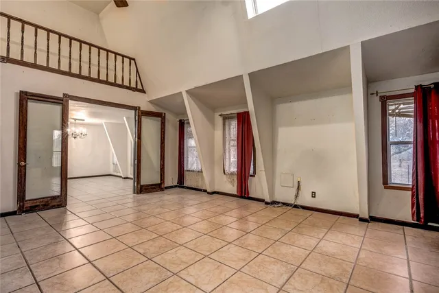 an empty room with windows