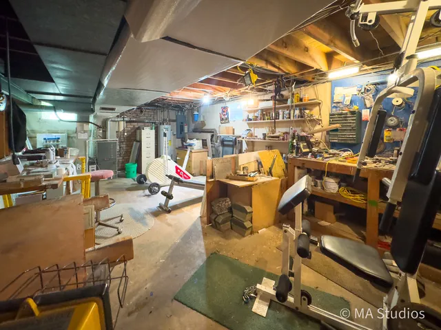 a view of backyard with seating area and green space
