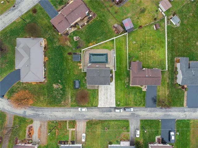 an aerial view of a house