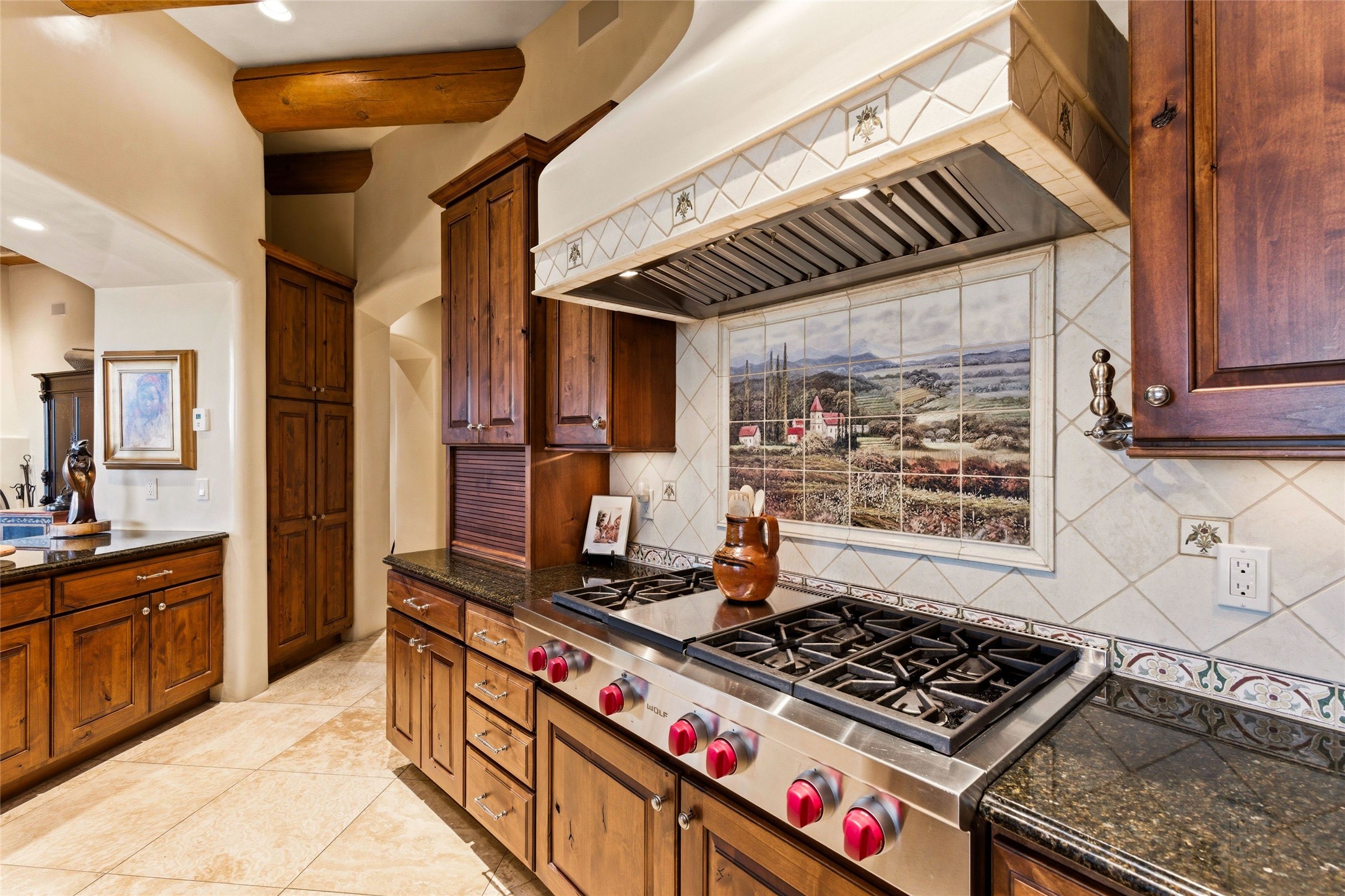 42 San Juan Ranch Road Santa Fe, NM 87506 - Photo 14 of 49 6-Burner Cooktop with Decorative Tile backsplash