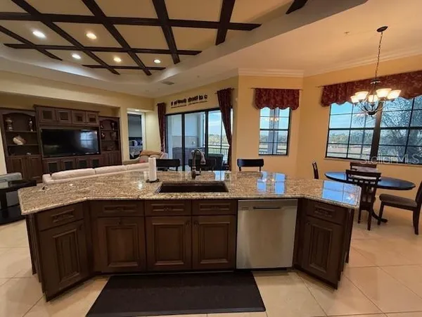 a kitchen with lots of counter top space