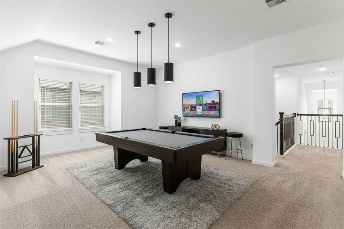 17351 Merigold Hts Drive Conroe, TX 77302 - Photo 33 of 49 a room with pool table and windows