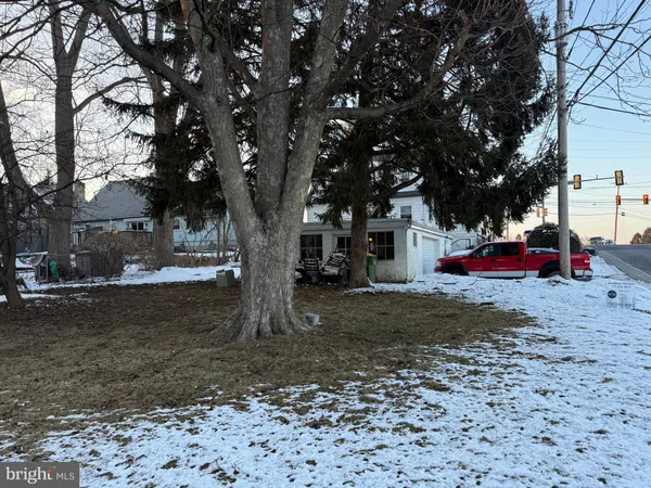 a view of a yard with a tree