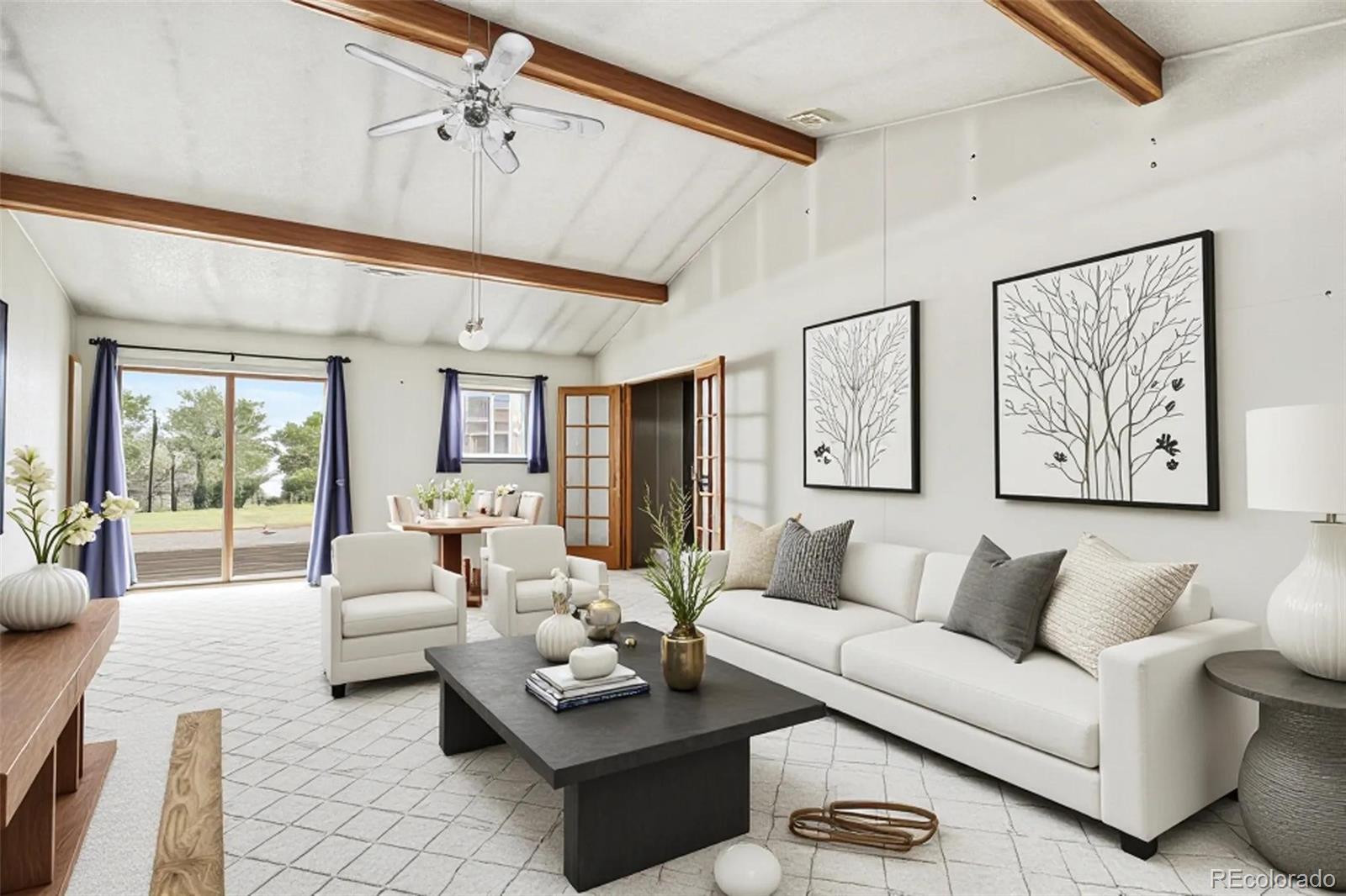 901 County Road 3 Wiggins, CO 80654 - Photo 7 of 28 a living room with furniture ceiling fan and a rug