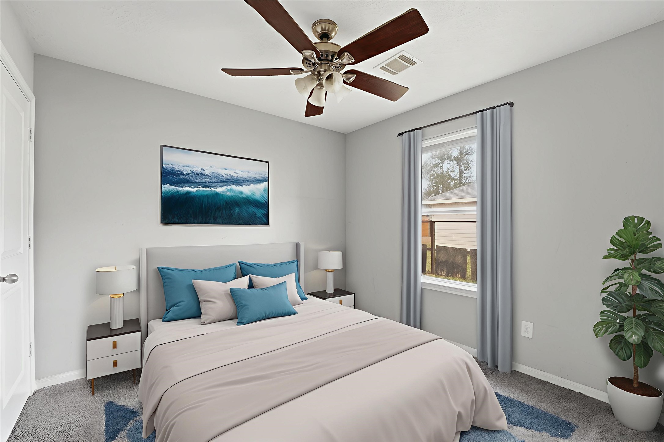 47 Road 5103 Cleveland, TX 77327 - Photo 21 of 33 a bedroom with a bed and a potted plant