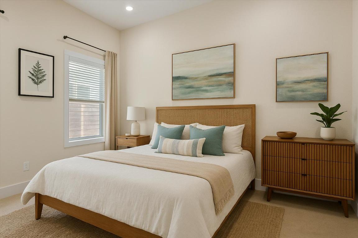 720 Pedernales Street, Unit B Austin, TX 78702 - Photo 6 of 15 a bedroom with a bed and a painting on the wall