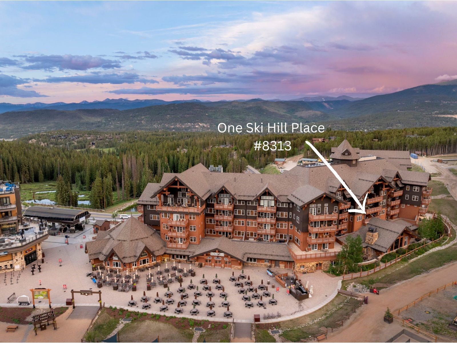 1521 Ski Hill Road, Unit 8313 Breckenridge, CO 80424 - Photo 2 of 45 a view of a city with lawn chairs