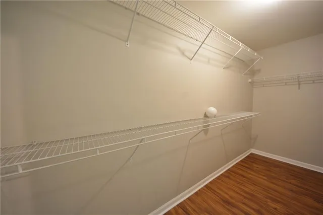 a view of a room with racks on the wall