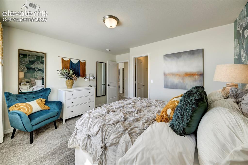8230 Lemon Grass Road Falcon, CO 80831 - Photo 18 of 22 a bedroom with a bed and dresser with mirror