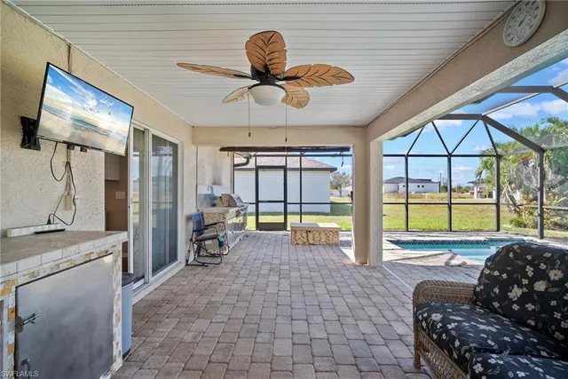 a living room with a large window