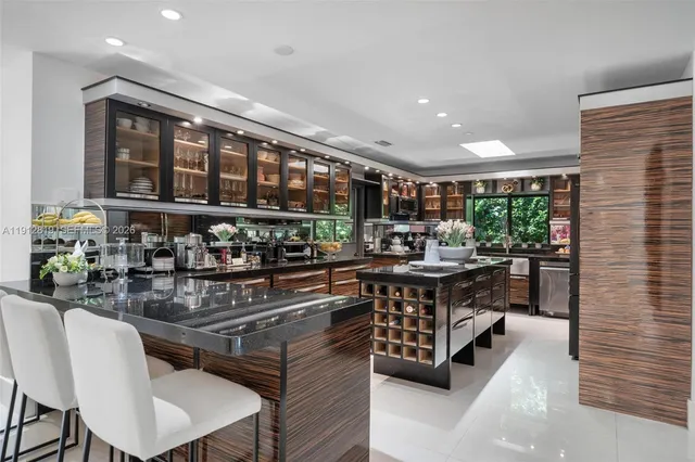 a kitchen with lots of counter top space