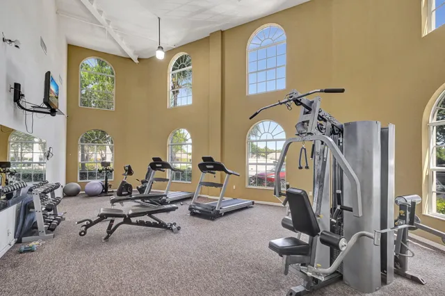 a view of a room with gym equipment