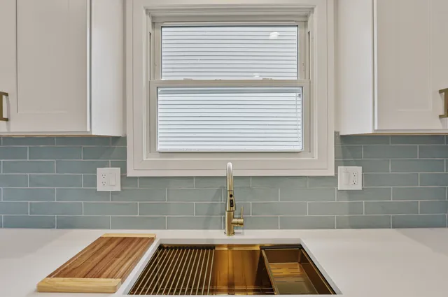 a bathroom with a bathtub
