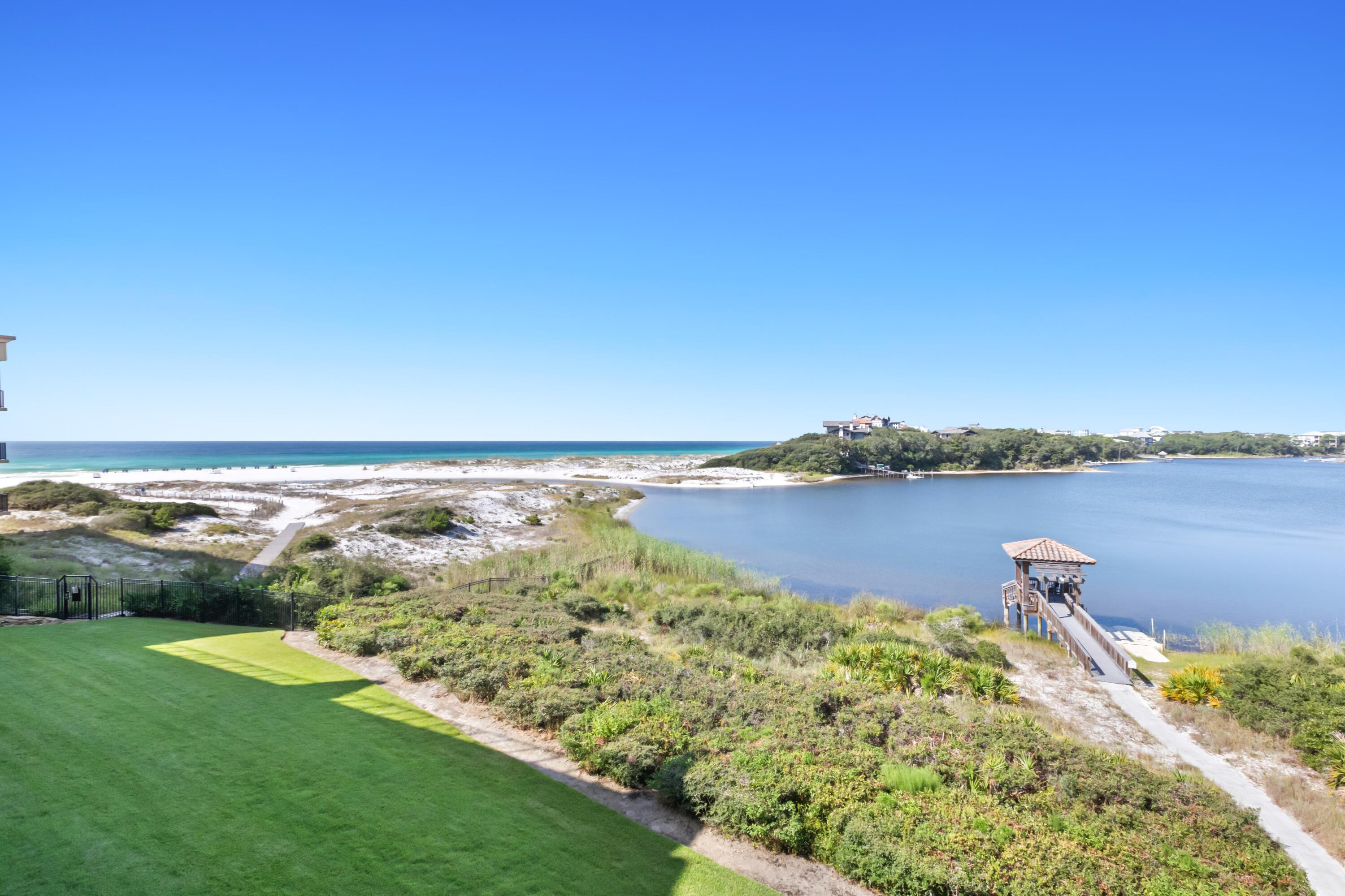 a view of a lake with a city view