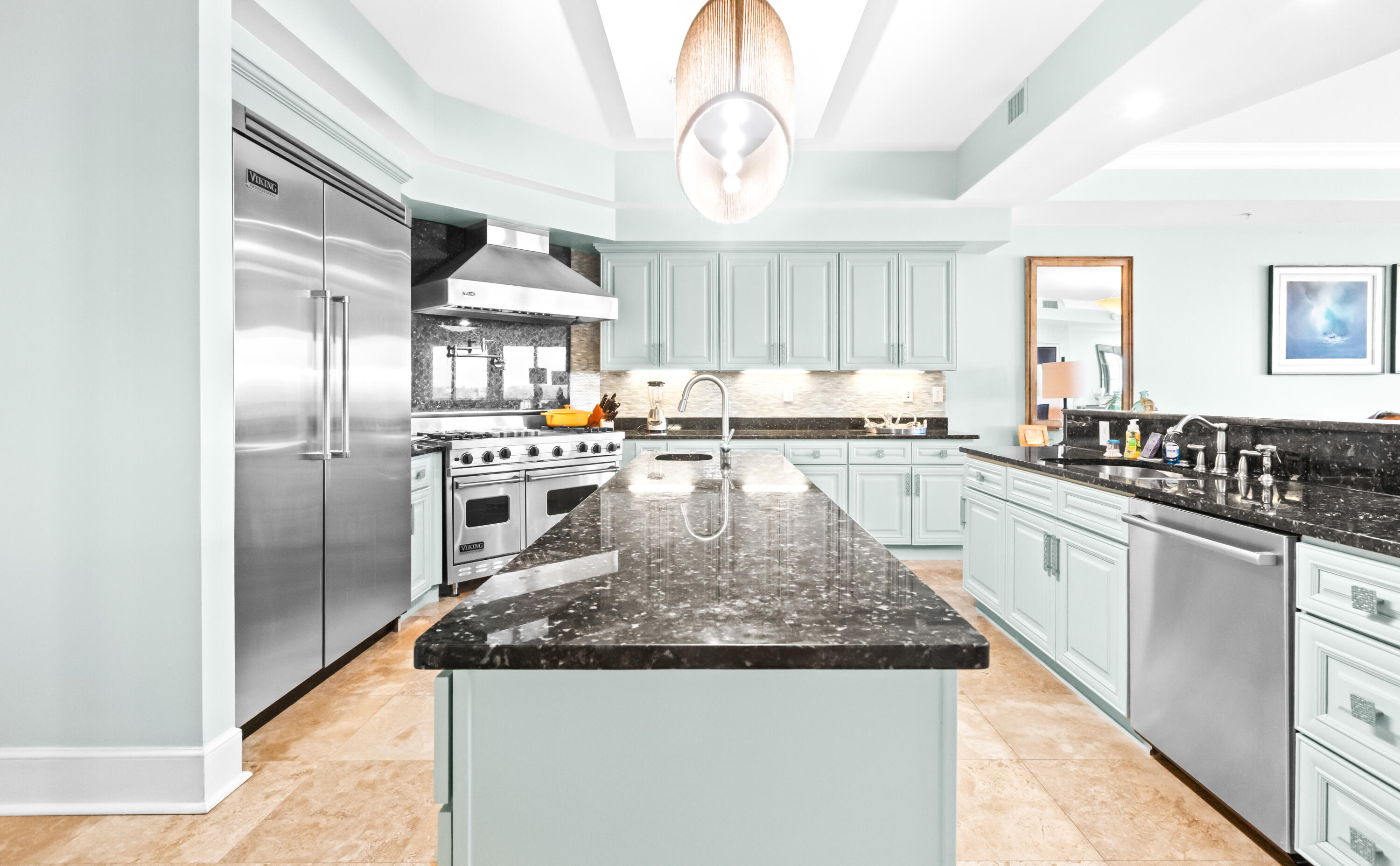 1363 West County Highway 30A, Unit 2120 Santa Rosa Beach, FL 32459 - Photo 18 of 107 a kitchen with stainless steel appliances granite countertop a sink a stove and a refrigerator