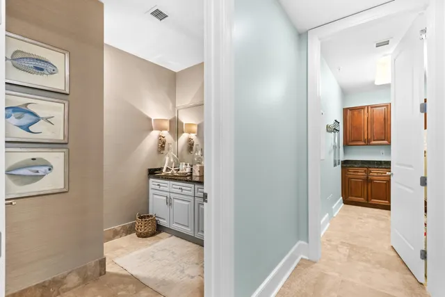 a view of a swimming pool with an outdoor seating