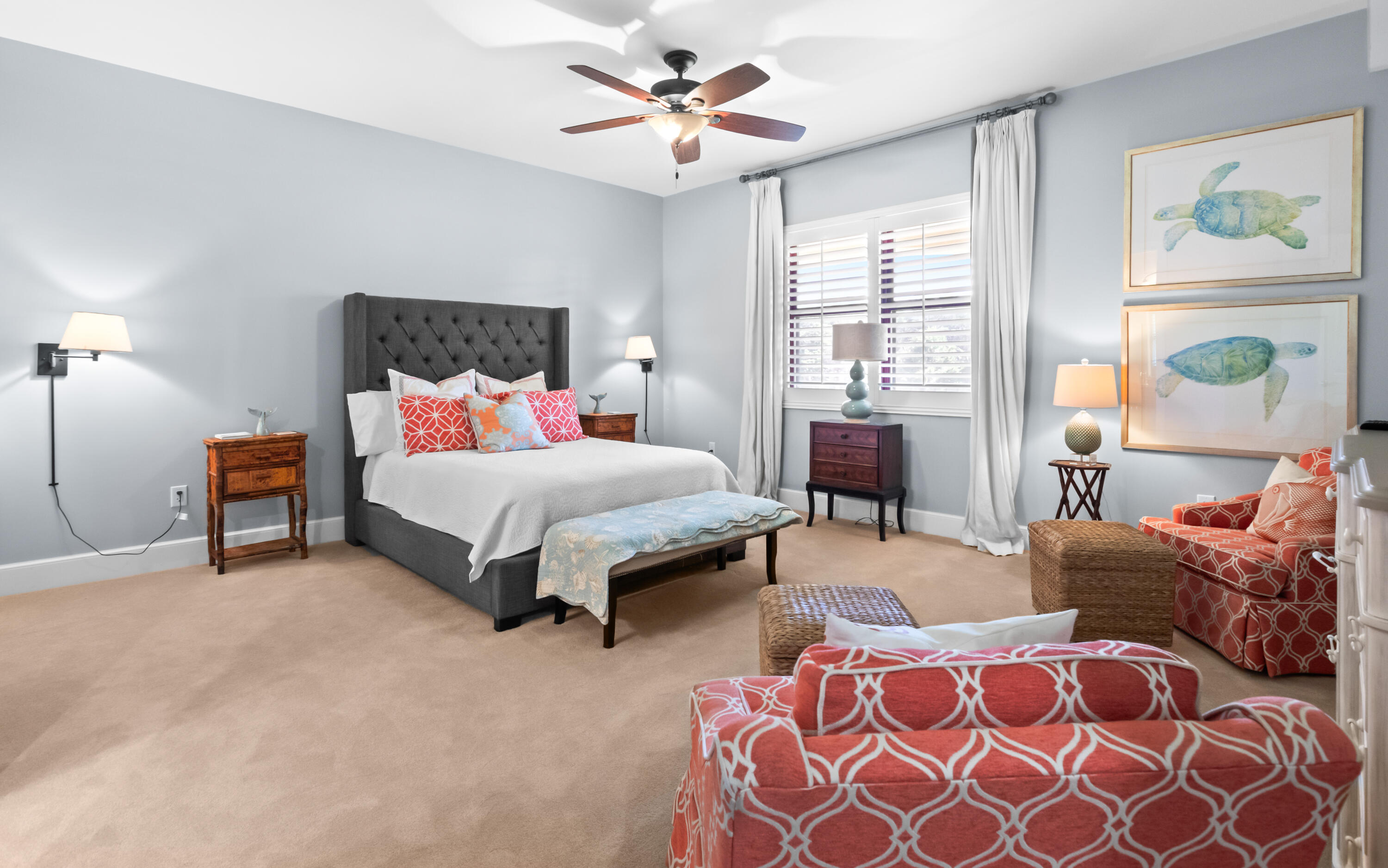 1363 West County Highway 30A, Unit 2120 Santa Rosa Beach, FL 32459 - Photo 42 of 107 a bedroom with furniture and a fireplace