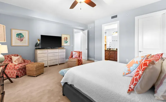 a view of a lake with a yard