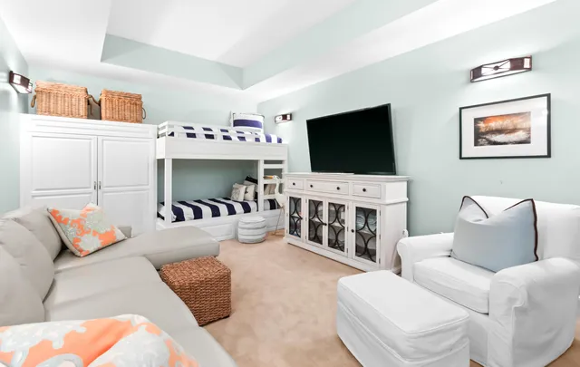 a view of a lake with a big yard