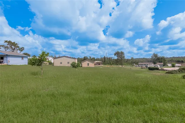 a view of a field of grass and trees