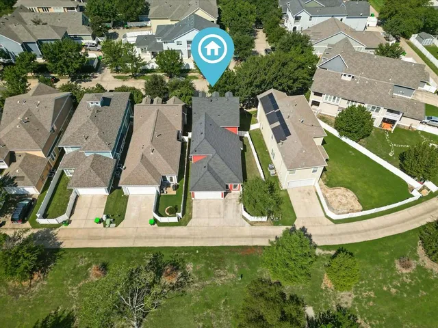 an aerial view of a house