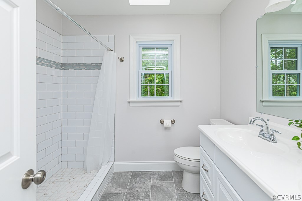 14209 Long Hill Road Midlothian, VA 23112 - Photo 31 of 50 a bathroom with a sink a toilet and shower