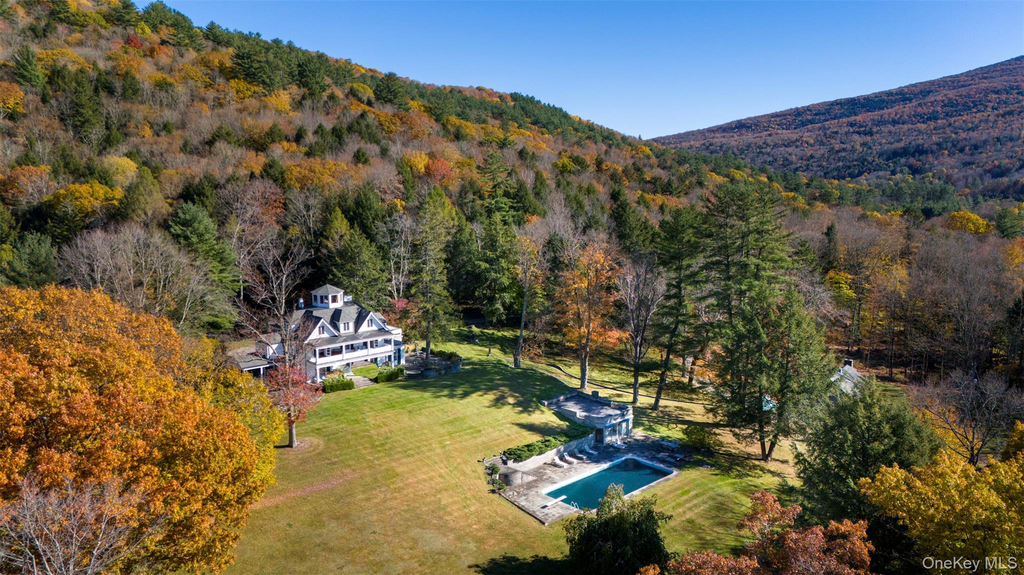 390 Erpf Road Arkville, NY 12406 - Photo 49 of 50 Fall aerial view of property and pool