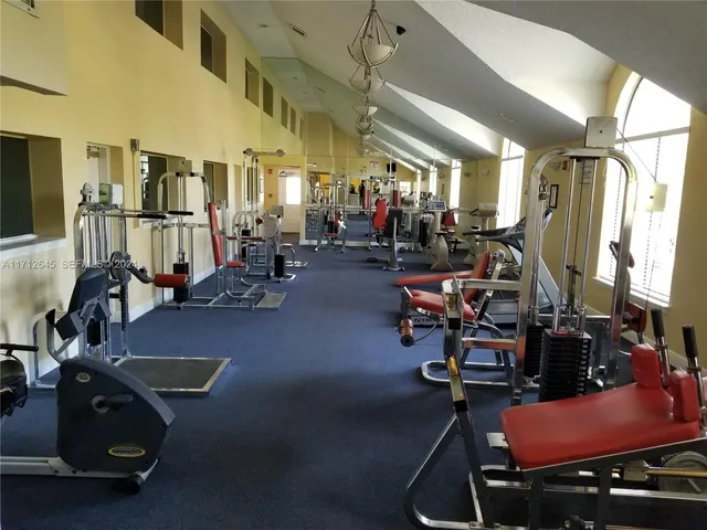 a view of a room with gym equipment