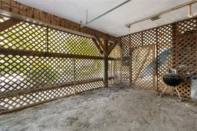 a view of a black gate