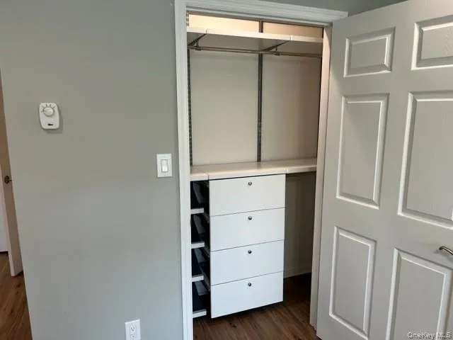 a view of an empty walk in closet