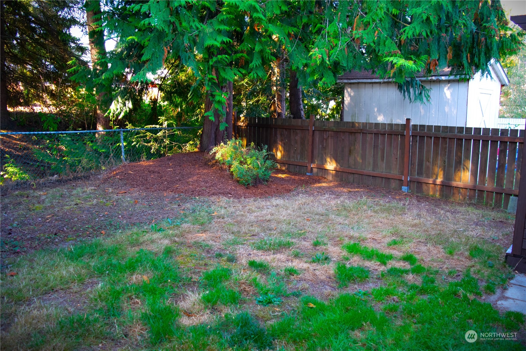 7701 Hardeson Road, Unit 2 Everett, WA 98203 - Photo 18 of 25 a view of a backyard with plants and a bench