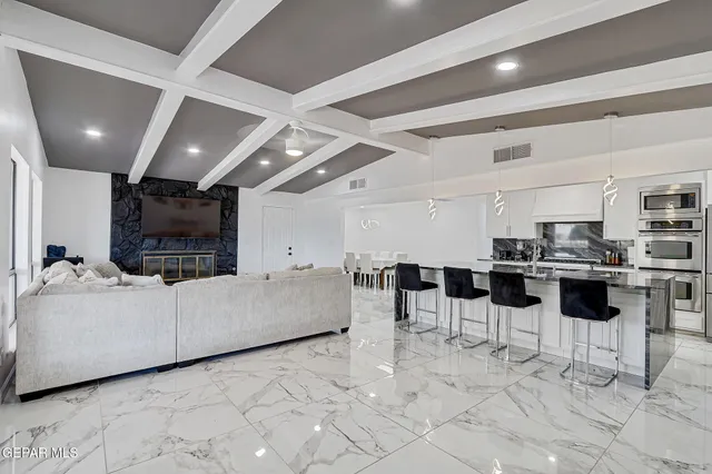 a large kitchen with lots of counter top space