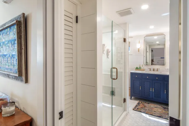 a bathroom with a shower