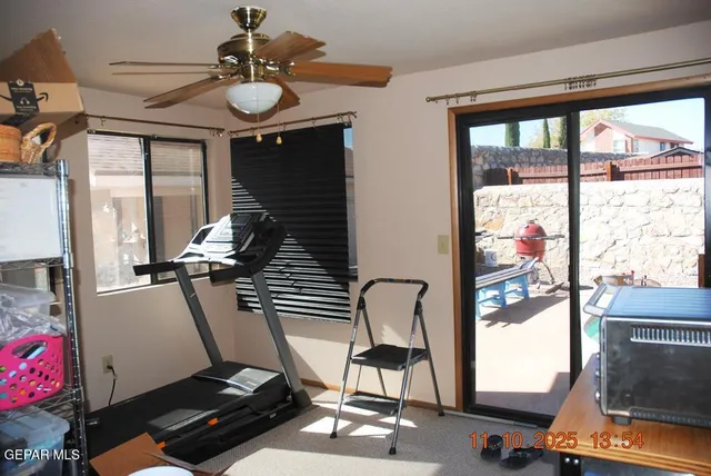 a room with gym equipment
