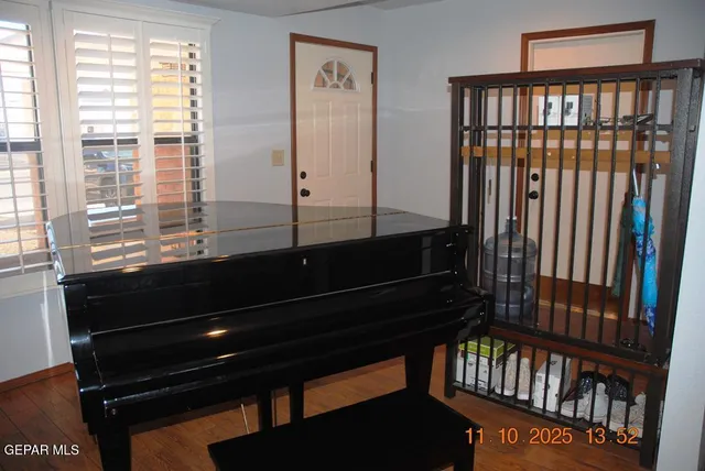 a view of a black and white wooden floor