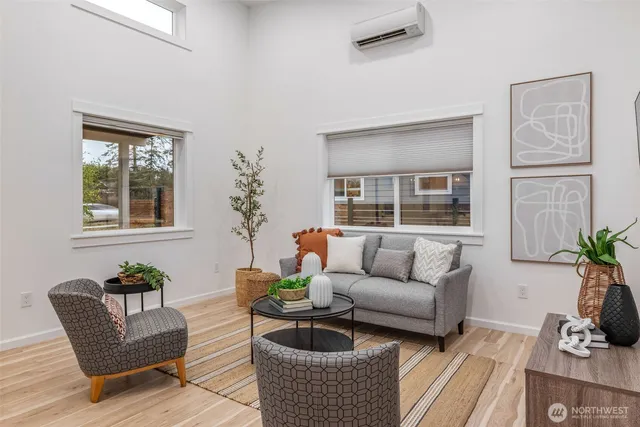 a view of cabinets and a window