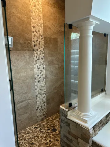 a bathroom with a shower