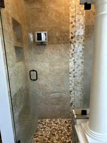 a bathroom with a shower
