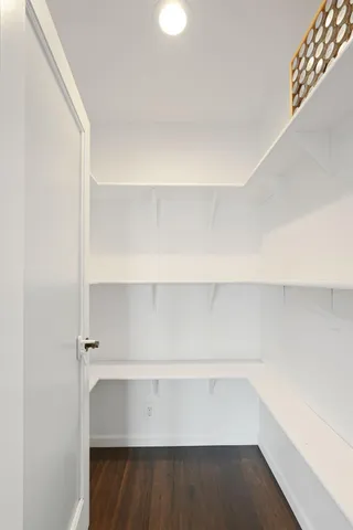 a view of an empty walk in closet