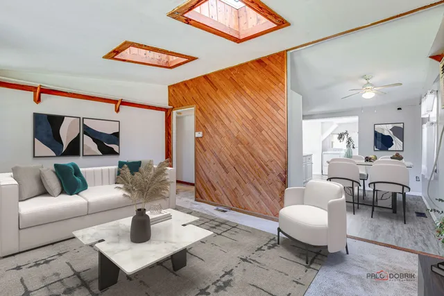 a living room with furniture