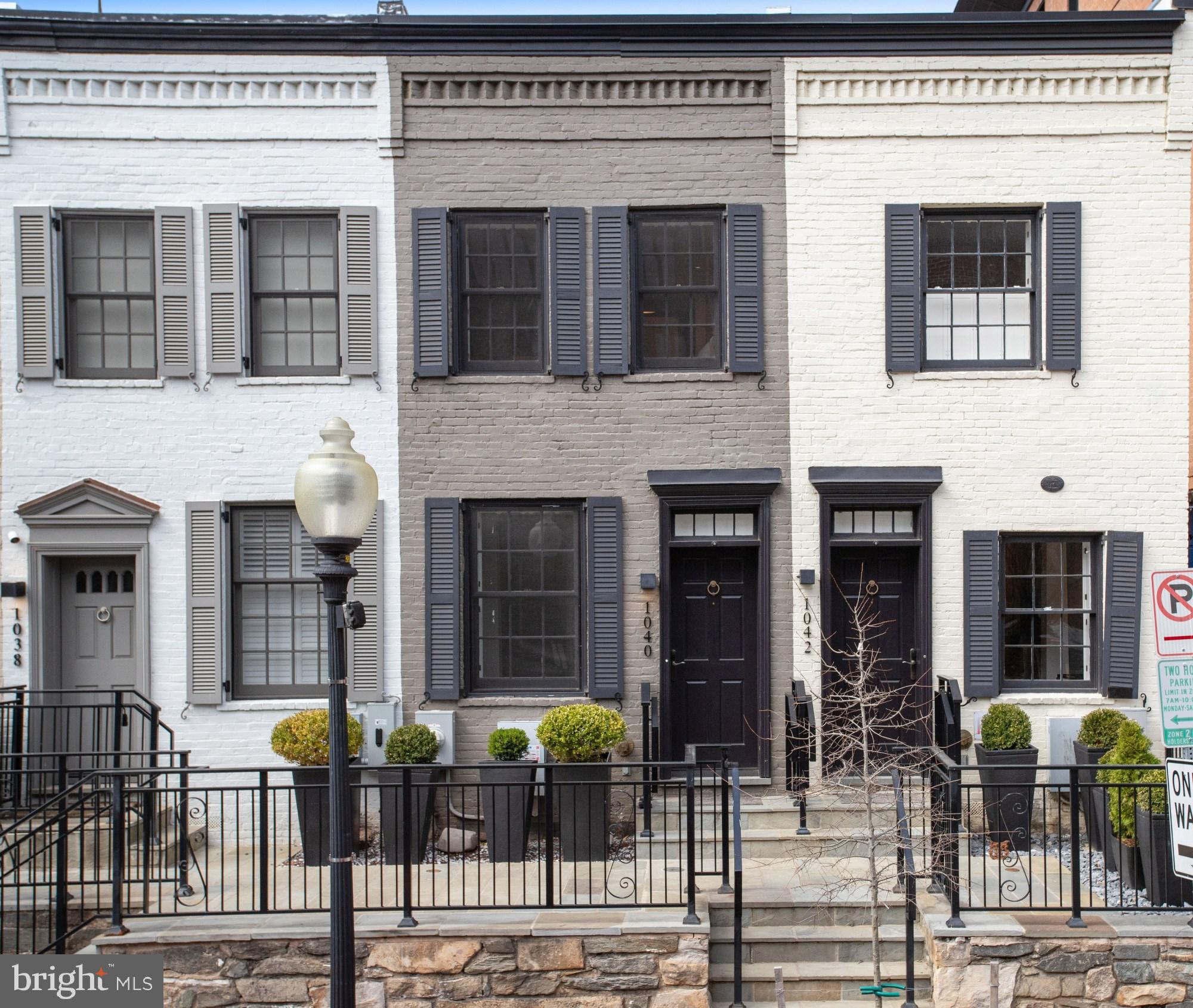 a front view of multiple houses