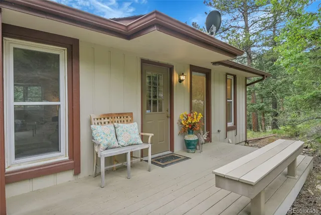 a view of an outdoor space with seating area