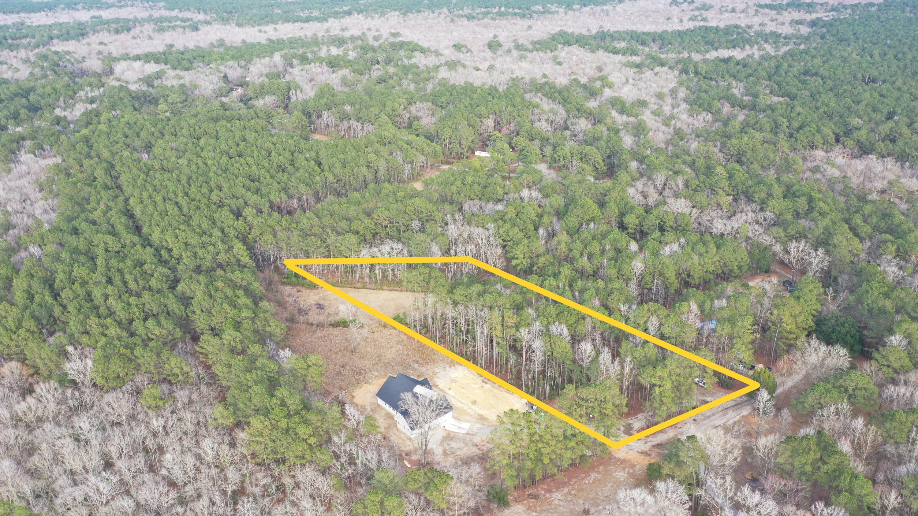 536 Bertha Lane Huger, SC 29450 - Photo 2 of 17 Aerial with boundary drawn3