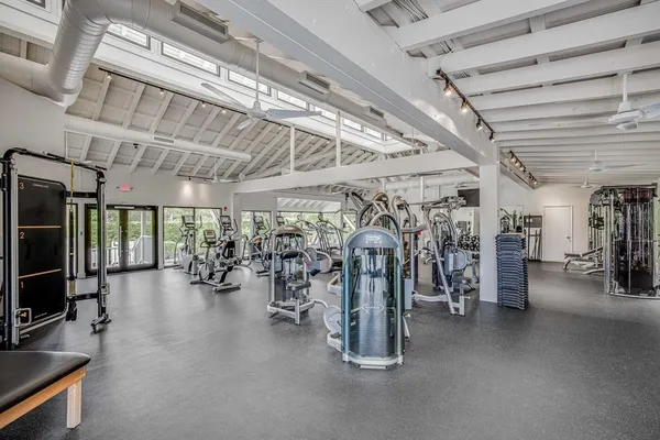 a view of a room with gym equipment